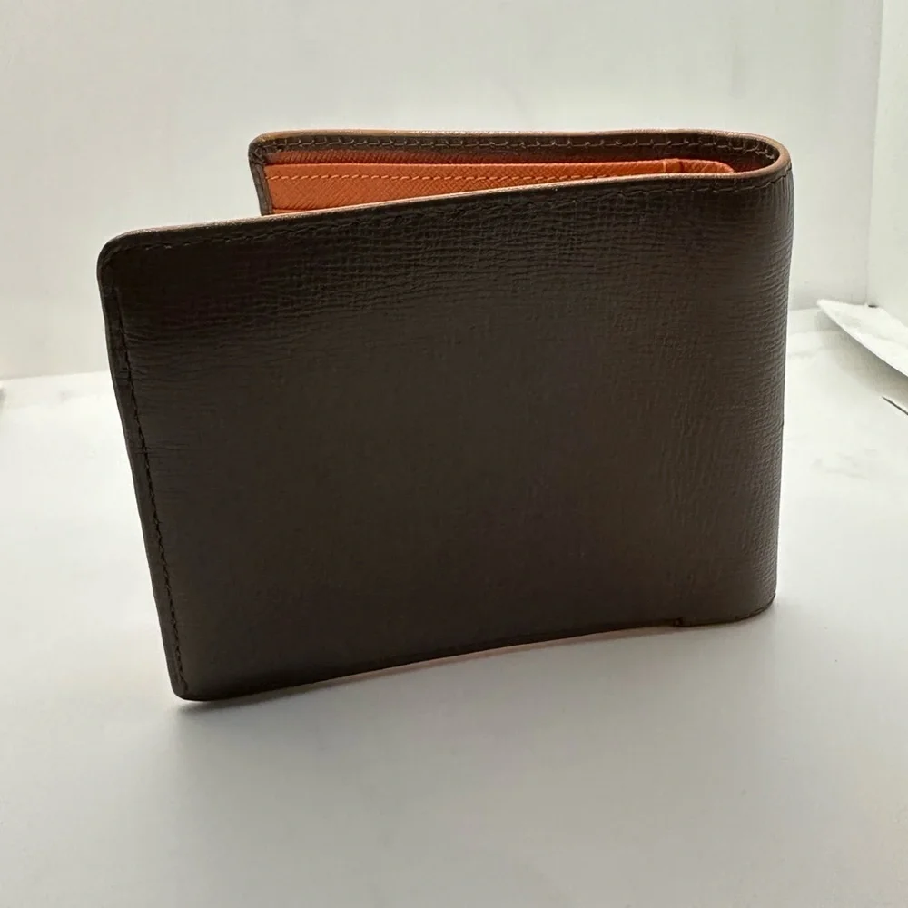 Orange and Brown Leather Wallet by